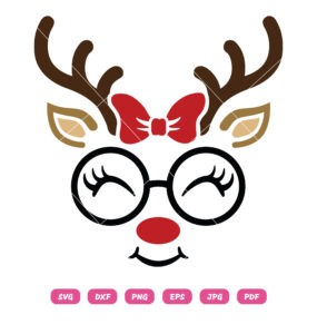Christmas Reindeer with Glasses SVG