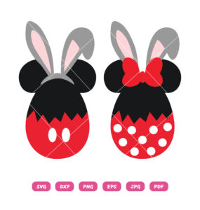 Cracked Easter EGG Mickey and Minnie Mouse SVG
