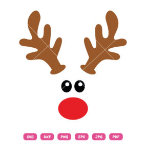 Cute Reindeer Face SVG Christmas SVG