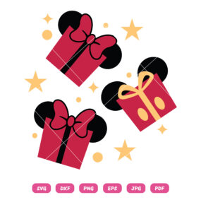 Mickey and Minnie Christmas Present SVG