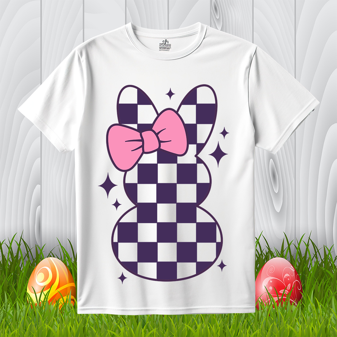 checkered-easter-bunny-with-bow-svg