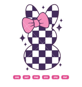 checkered-easter-bunny-with-bow-svg