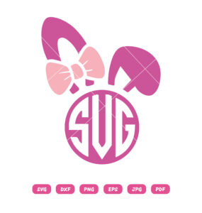 Cute Bunny Gilr Monogram SVG