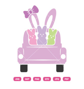 Easter Vintage Truck With Bunny SVG