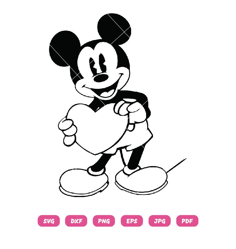 Mickey Heart SVG, Mickey with Lovely