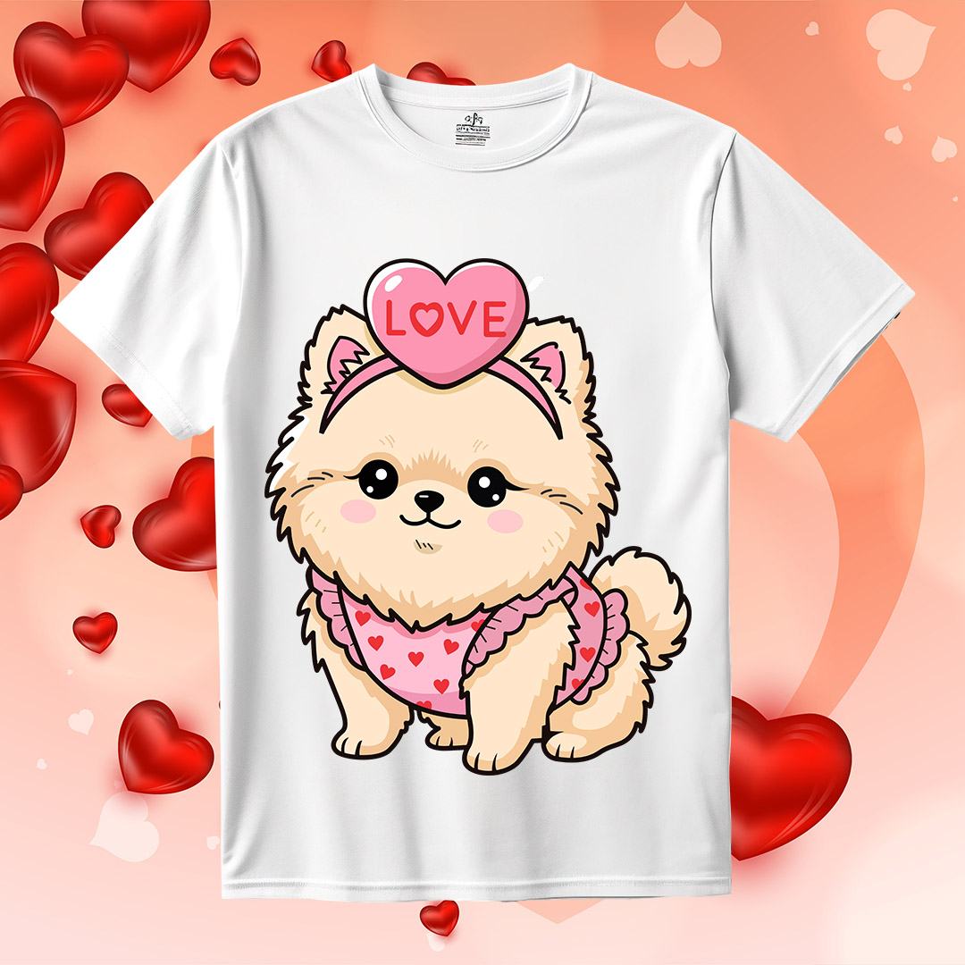 Pomeranian Valentine Blushing Pom Puppy SVG