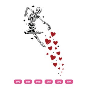 Skeleton Spreading Hearts SVG Valentine