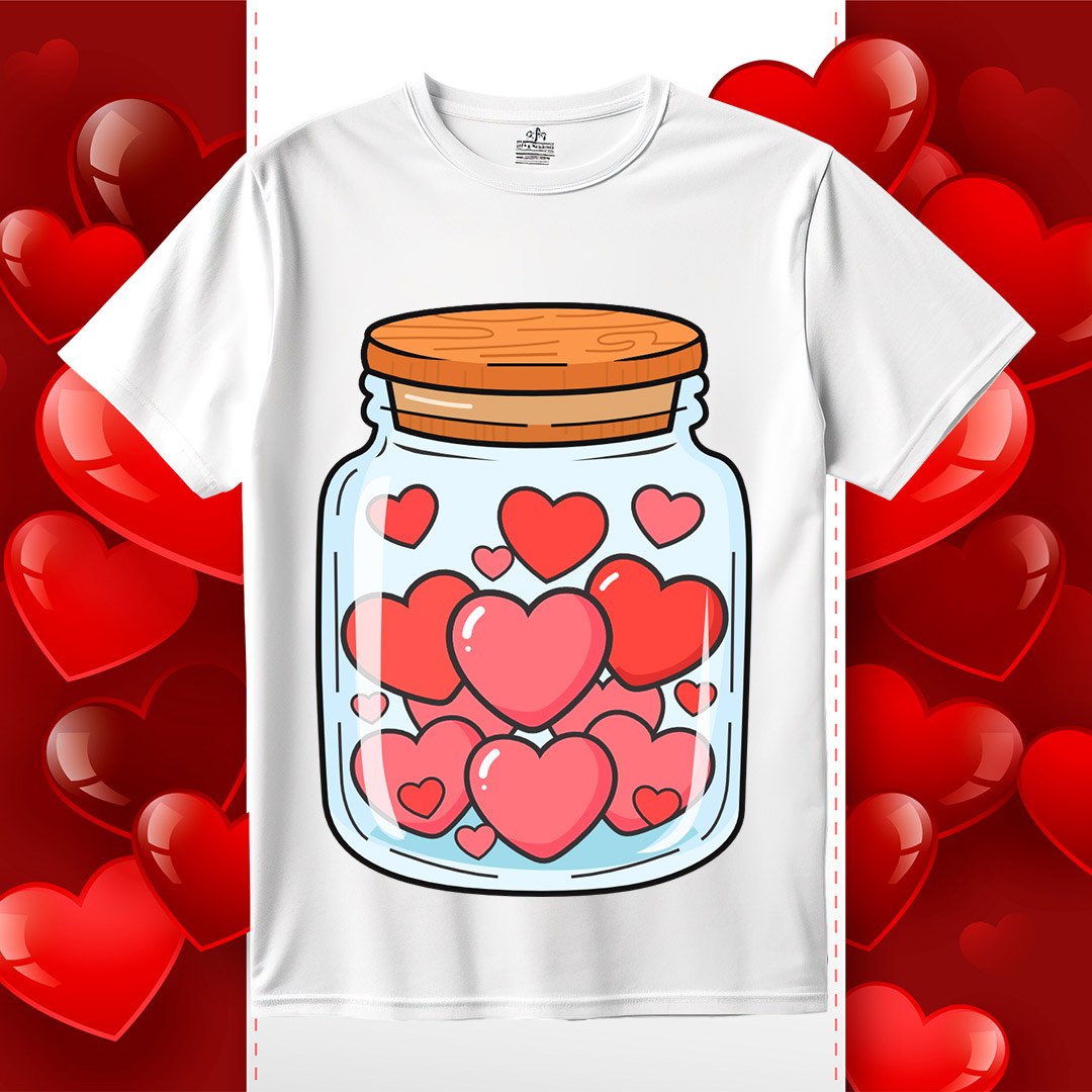 Valentine Jar Of Hearts Vector Art