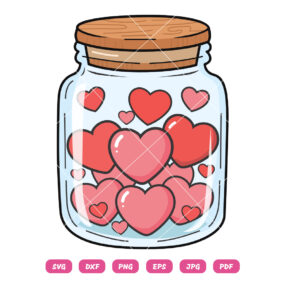 Valentine Jar Of Hearts Vector Art