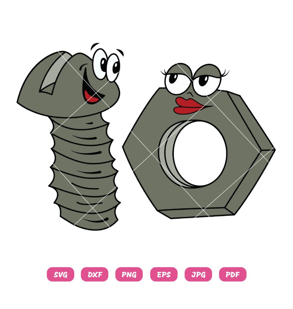 Funny Bolt And Nut Couple Valentine - Design Shop by AquaDigitizing