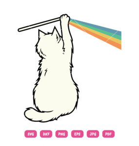 Cat Playing With Prism Light SVG Cat Prism Rainbow Light