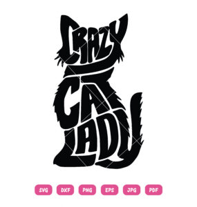 Crazy Cat Lady SVG Black