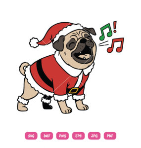 Pug Christmas SVG Santa Pug