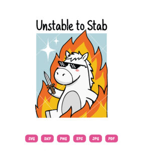 Unstable To Stab Horse SVG Horse Holding Knife